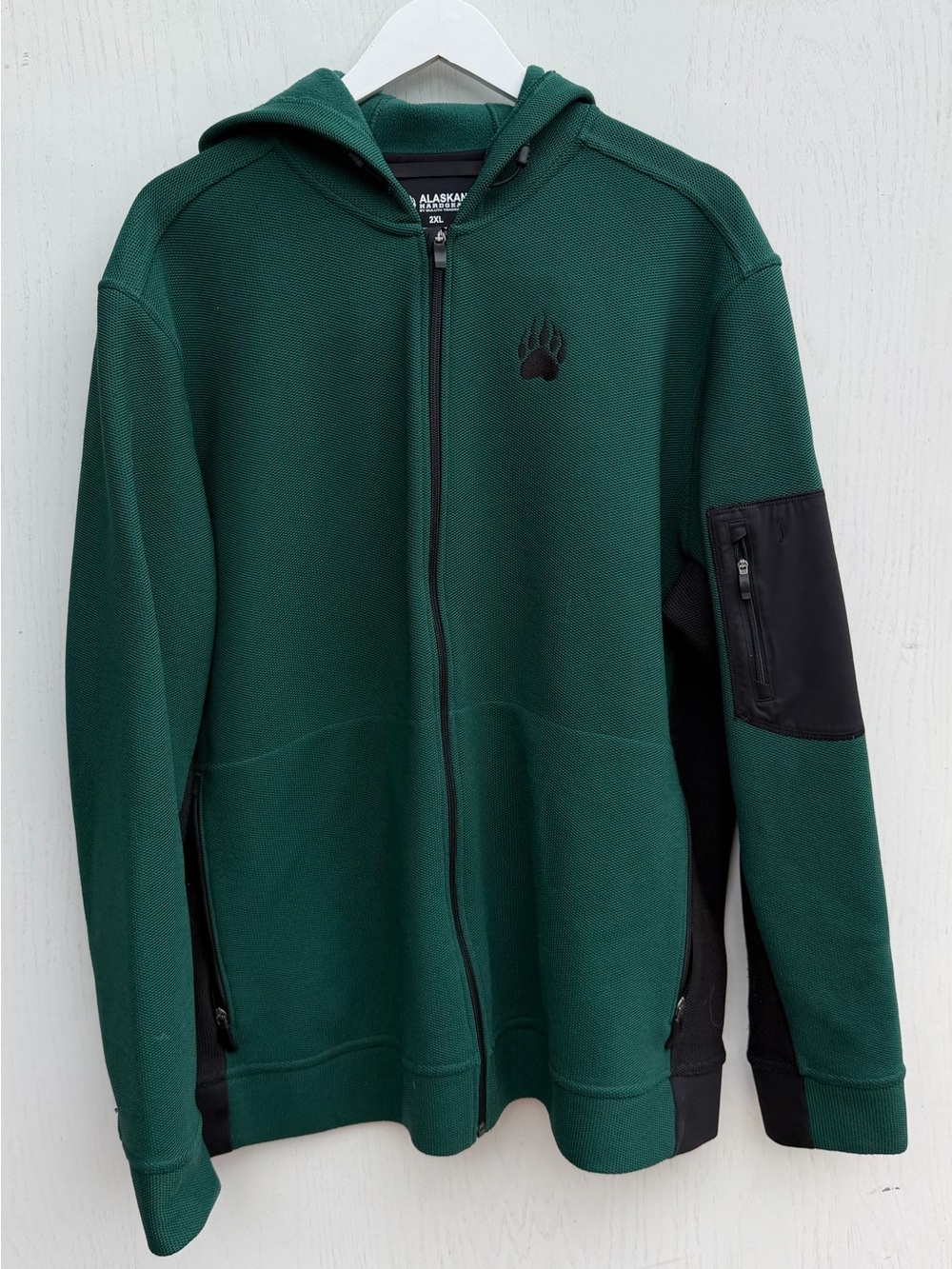 Duluth Trading Co Alaskan Hardgear Mens Swing Dog Hoodie Sz 2XL Green Full Zip